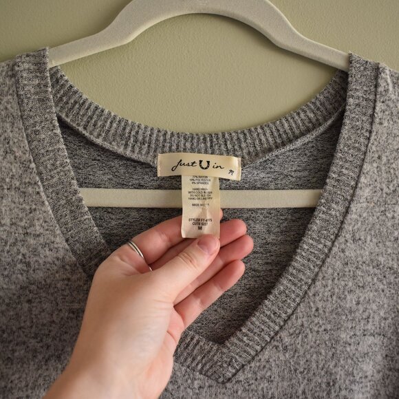 Just U In Gray Shoulder cut out Sweater - Picture 3 of 6